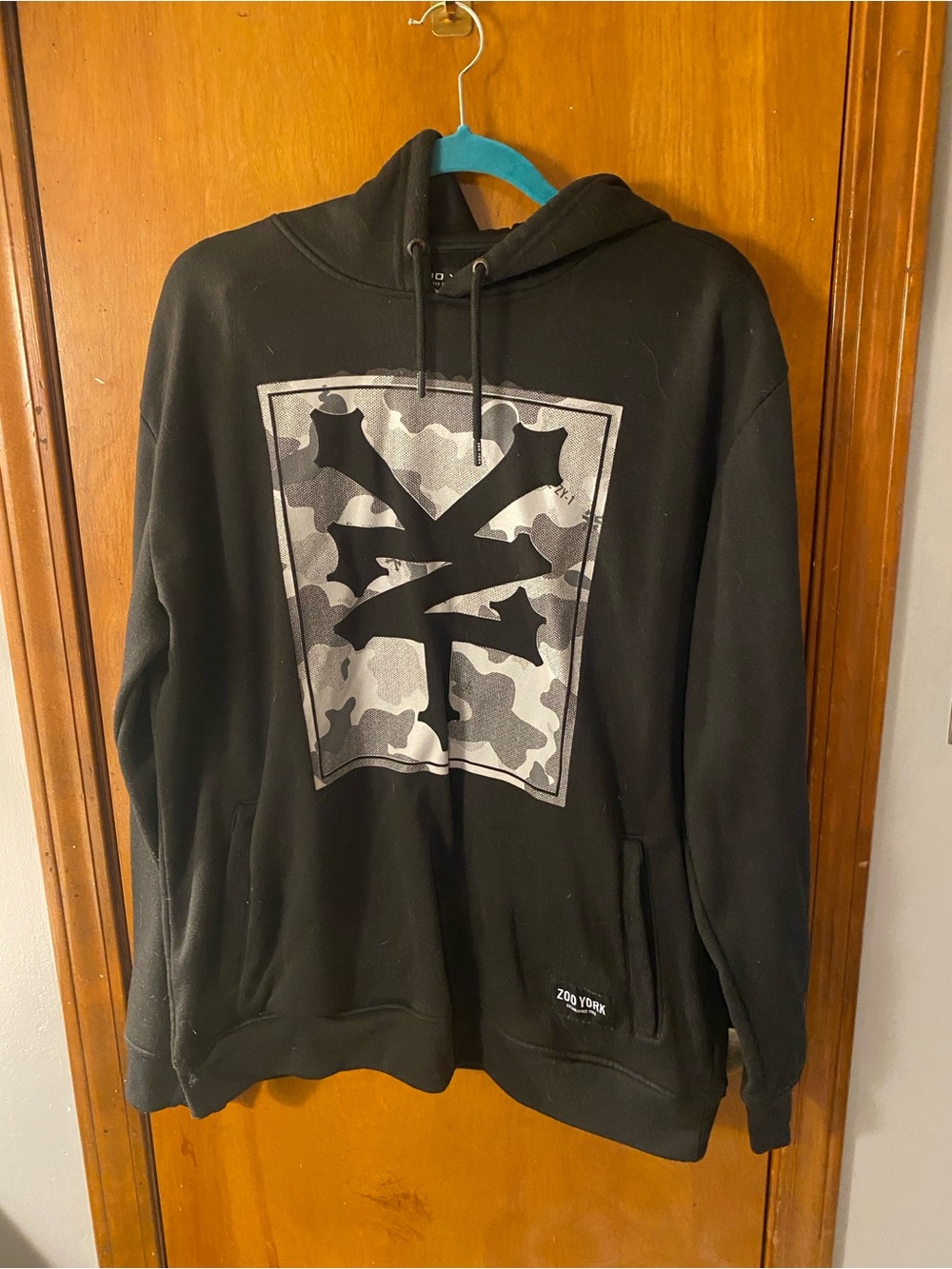 Zoo York Black Hoodie with Gray Camo Logo